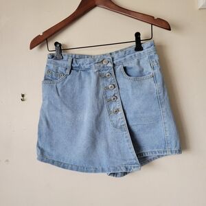 Denim Button Front Skort
